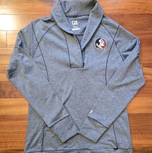 Florida State Women's M Gray QuarterZip Pullover Logo Collegiate Athleisure